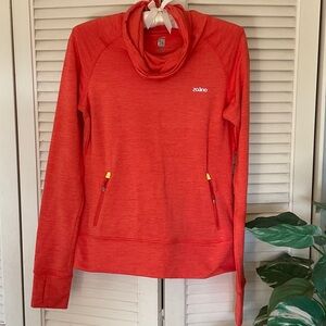 Zoano Women's Vibrant Red Orange Cowl Neck Pullover